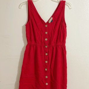 Midi Linen Dress in Red